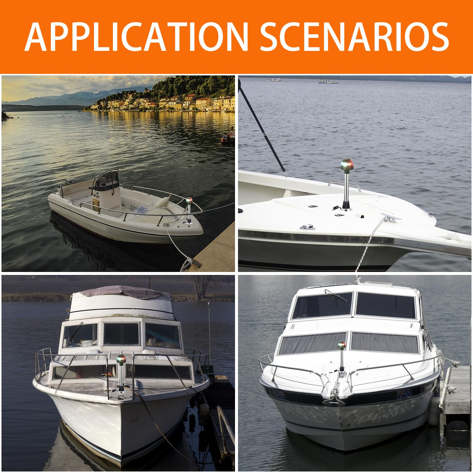 CLGMarine Boat Navigation Lights,Bow Lights for Boats LED,Bi-Color Light Pole Removable 2 Pin Plug-in Mount Base,DC12V 12 Inches