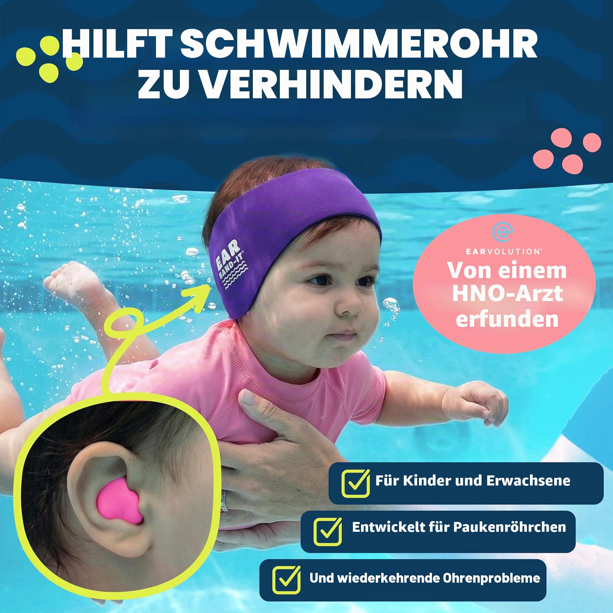 Putty Buddies Ursprüngliche schwimmende Ohrstöpsel (3 Paare)