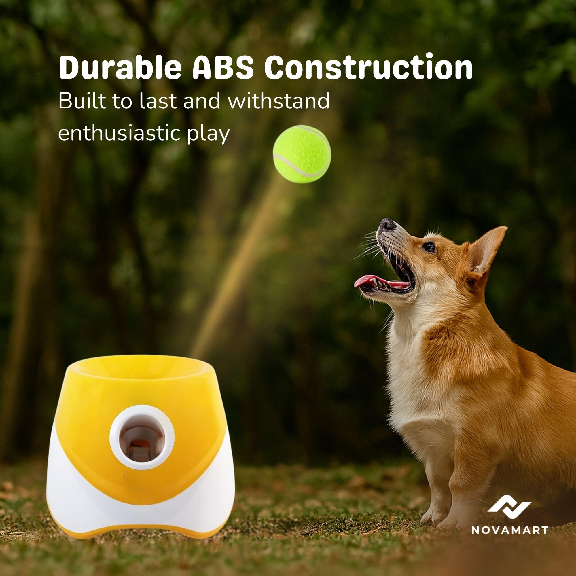 Lanceur de balles pour chien – Lanceur automatique de balles pour chiens de petite et grande taille, jouet interactif avec 6 balles de tennis et distance de lancement réglable, jeu intérieur