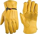 Wells Lamont mens Leather Work Gloves with Wrist Closure DIY Yardwork Construction Motorcycle Large Wells Lamont, Saddletan, Large Pack of 1 US