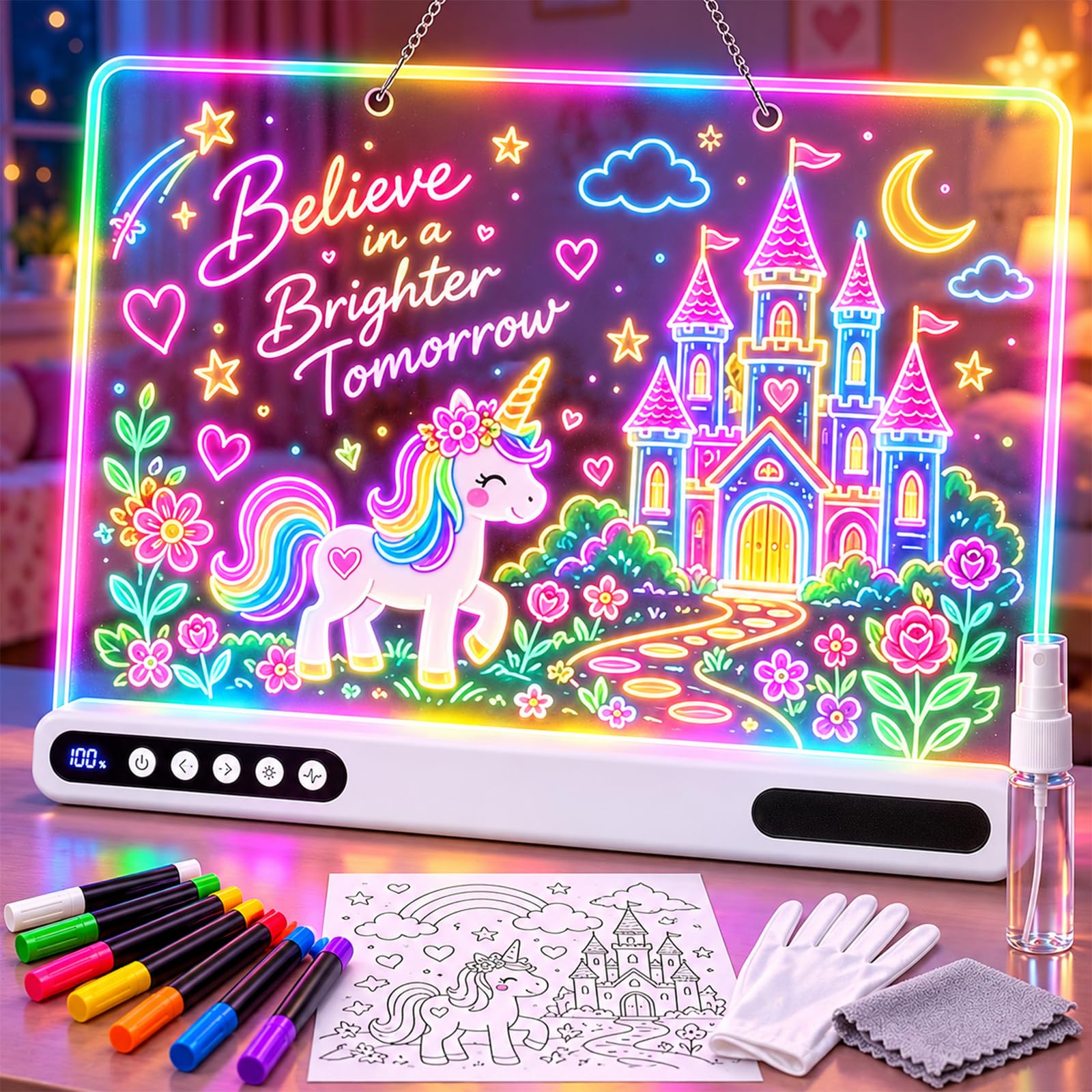 Rechargeable LED Drawing Board for Kids, 16" Light Up Drawing Board Gift