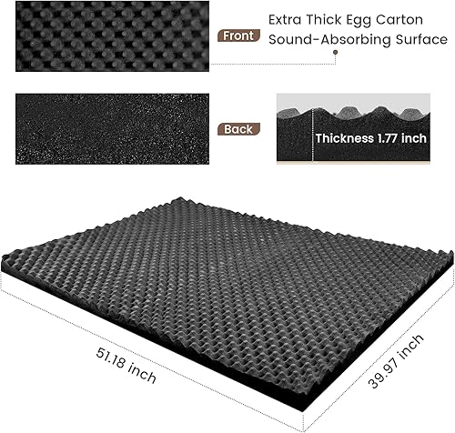 Miniatura 3 de Espuma de aislamiento acústico grueso autoadhesivo para caja de huevos, 13.99 pies cuadrados x 1.77 pulgadas de grosor, 50+kgm, resistente al