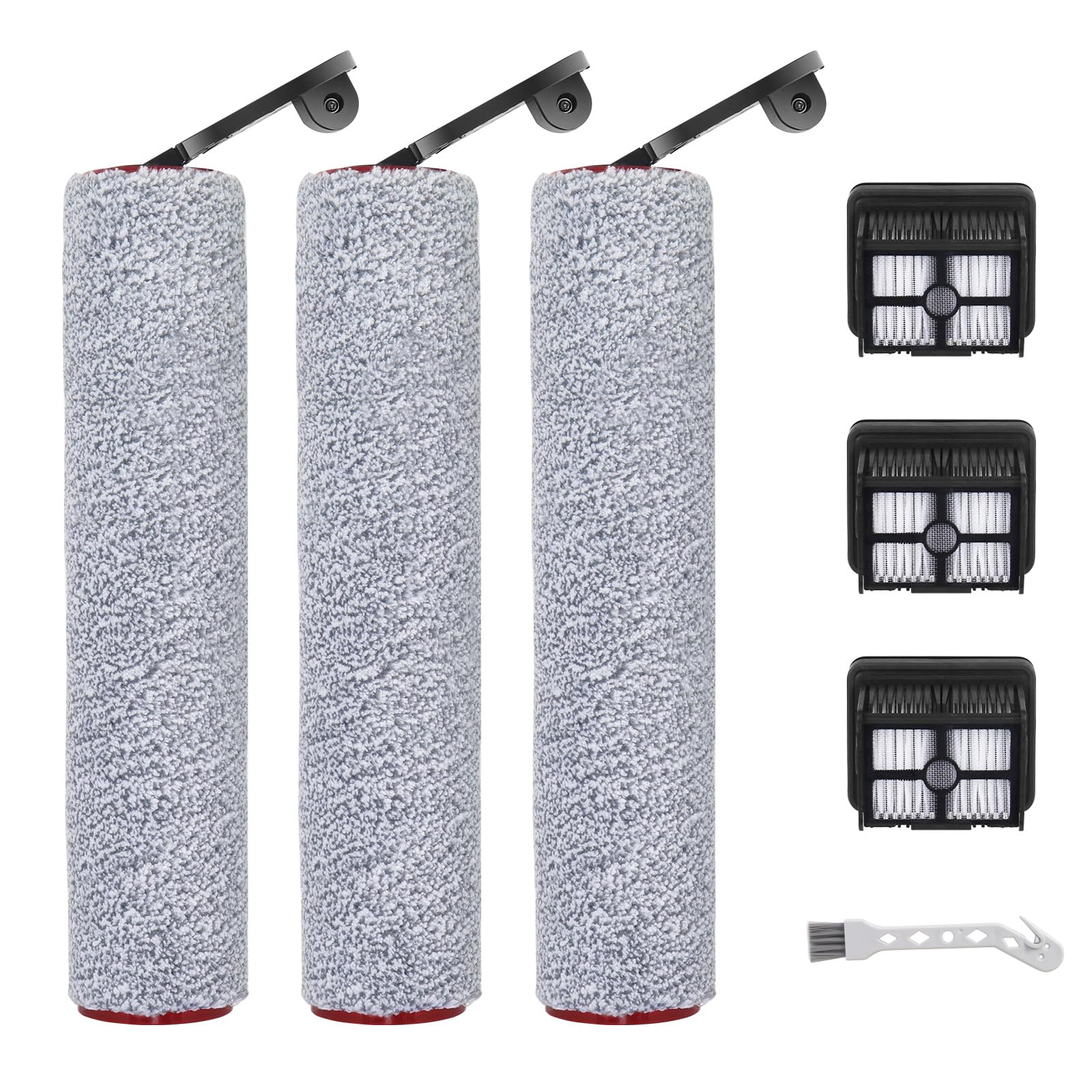 Replacement Parts for Dreame H12 Pro / H12 Dual / G10 Pro Wet Dry Vacuum | NOT for Other Models. ONLY Fits H12 Pro/H12 Dual/G10 Pro. 3 Roller Brushes, 3 Filters & 1 Cleaning Brush