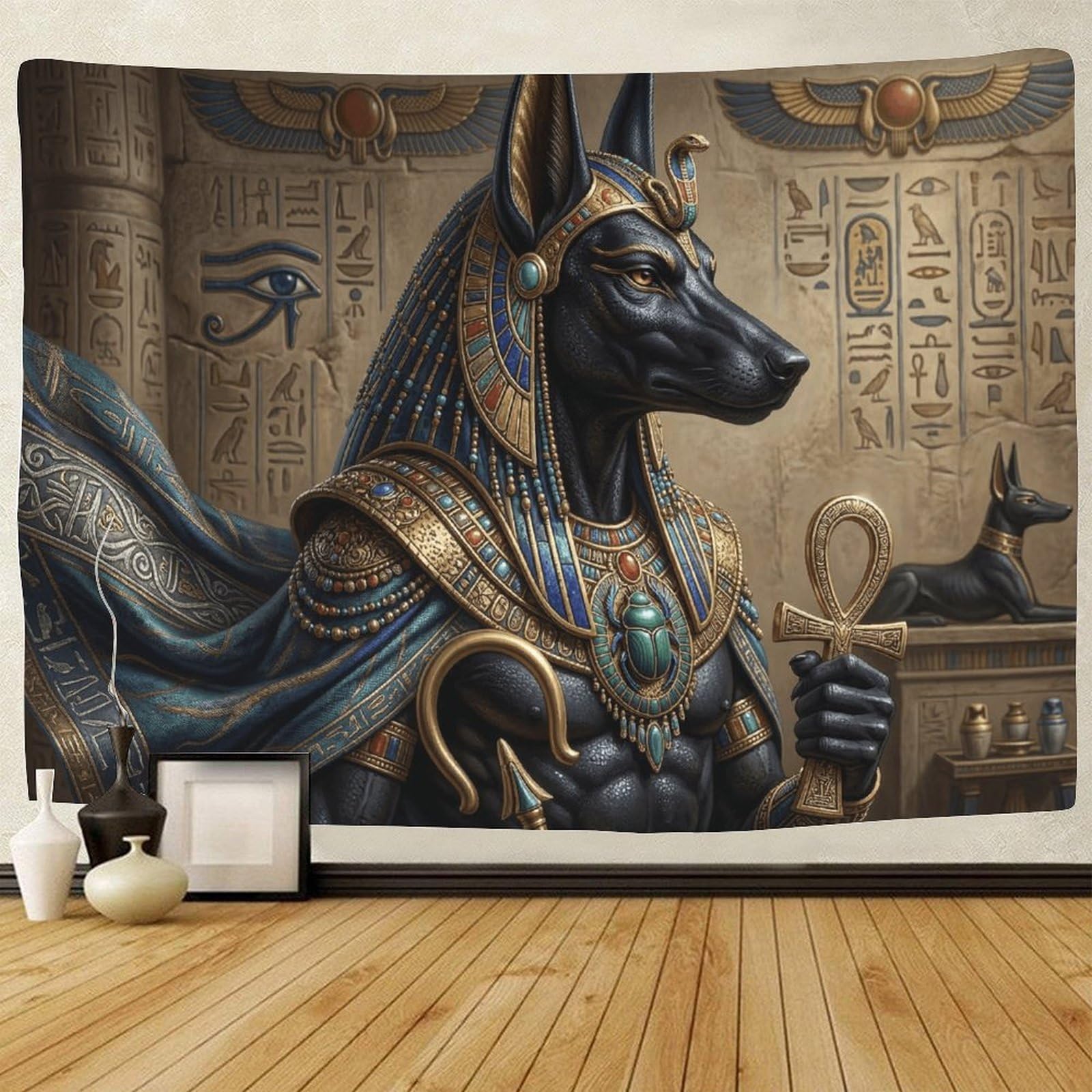 GPMNBCXZK Egyptian Anubis Wall Tapestry Ancient 3D Printed Art Decor for Living Room Bedroom 70cmx100cm