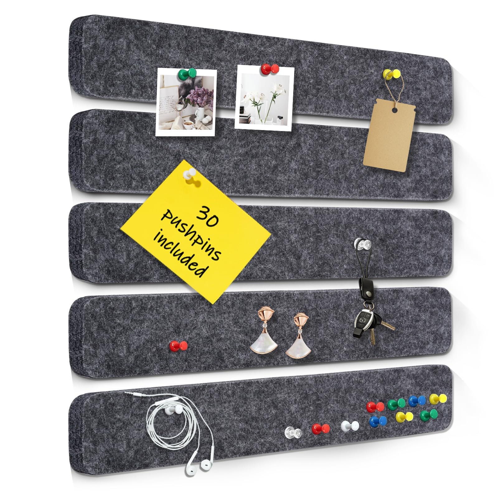 DOLLAR BOSS Bulletin Board Cork Strips for Walls-13x2 Inch, 1/2 Inch Thick, Adhesive Frameless Cork Board for Office, Home & School with 30 Push Pins,