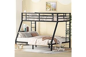 Twin Over Queen Bunk Bed, Heavy Duty Bunk Beds for Adults