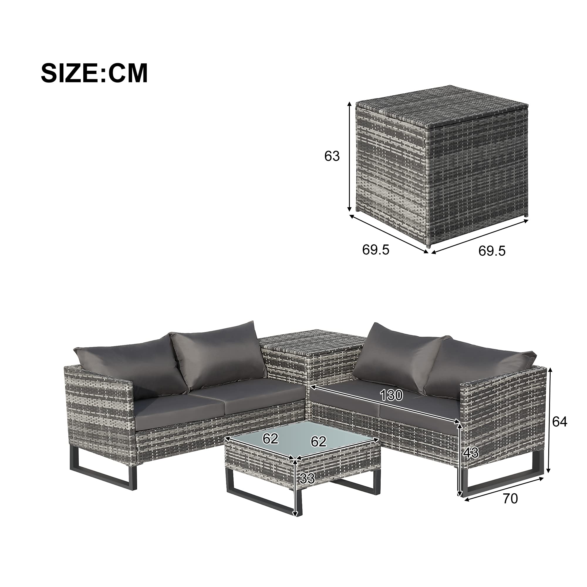 4 Seater Outdoor Rattan Garden Furniture Set Patio Conservatory Modular