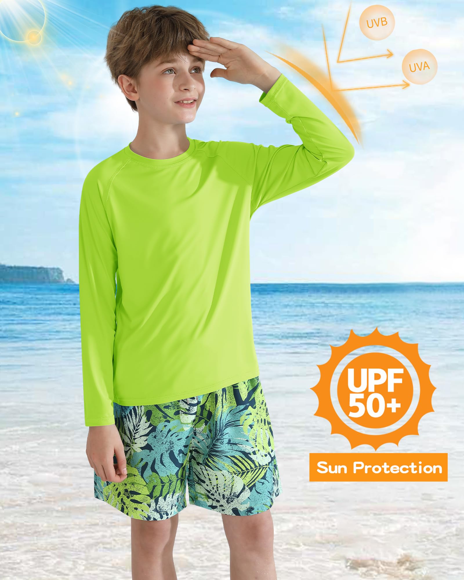 Valcatch Camisetas de protección solar UPF 50+ para niños y niñas, camiseta de manga larga para natación, protección contra erupciones para niños, adolescentes, pesca, senderismo, secado rápido