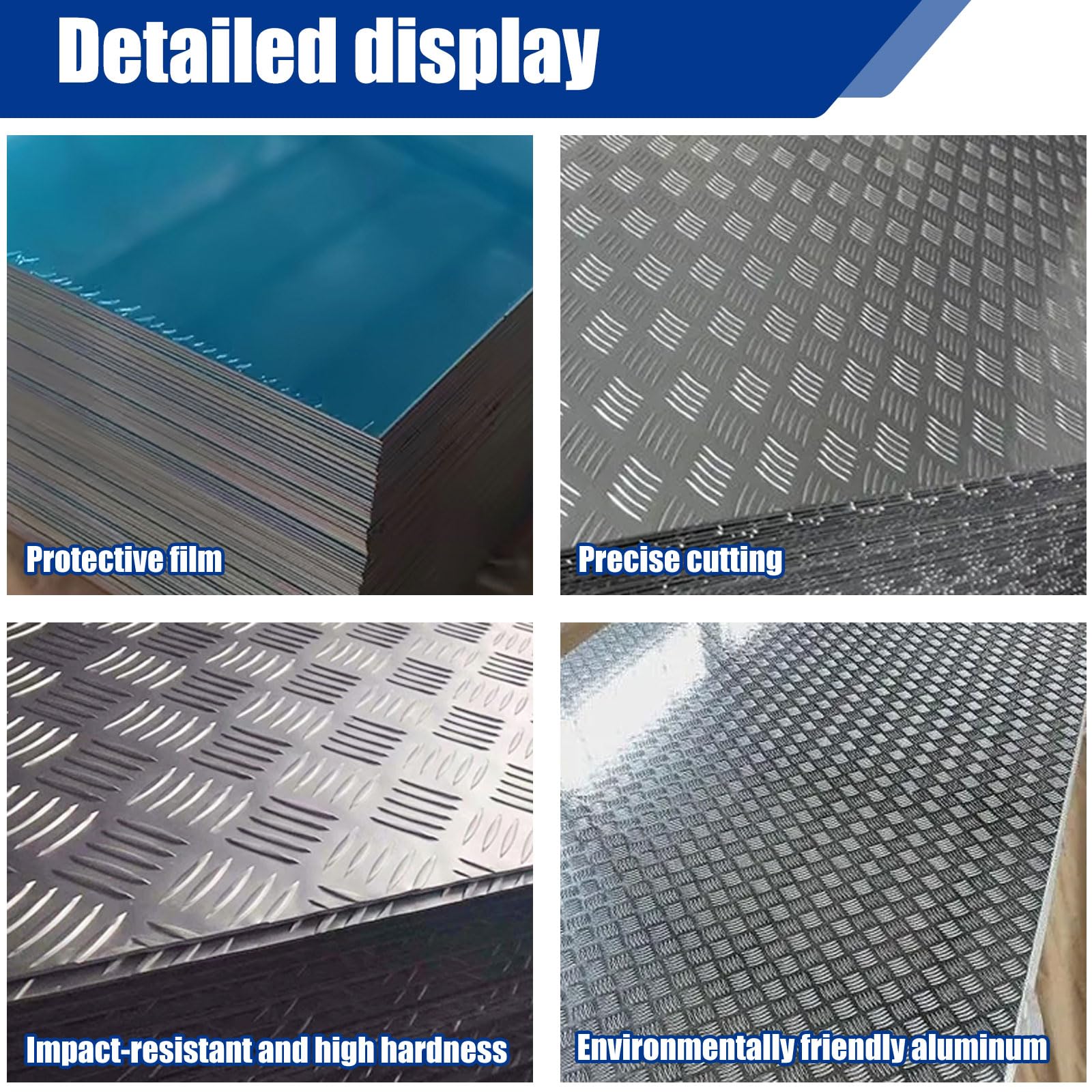 Wytrzymała aluminiowa płyta diamentowa – antypoślizgowa płyta bieżnika, idealna do podłóg, garażu, ciężarówek, przyczep i DIY, 3 szt. 200 mm x 200 mm x 3,0 mm