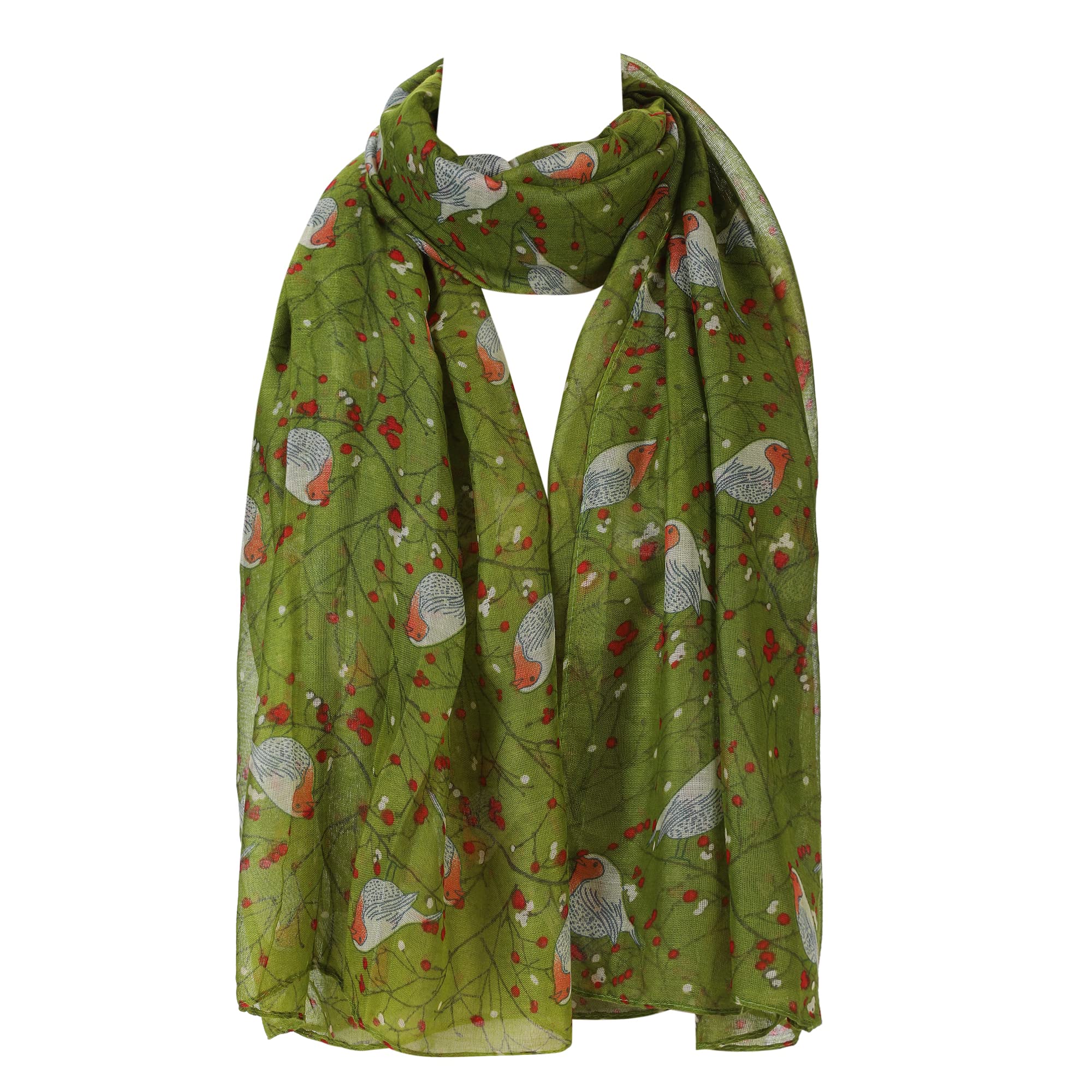 London Scarfs Women's Green S Fashion Butterfly Print Long Scarves Floral Neck Scarf Shawl (Green)