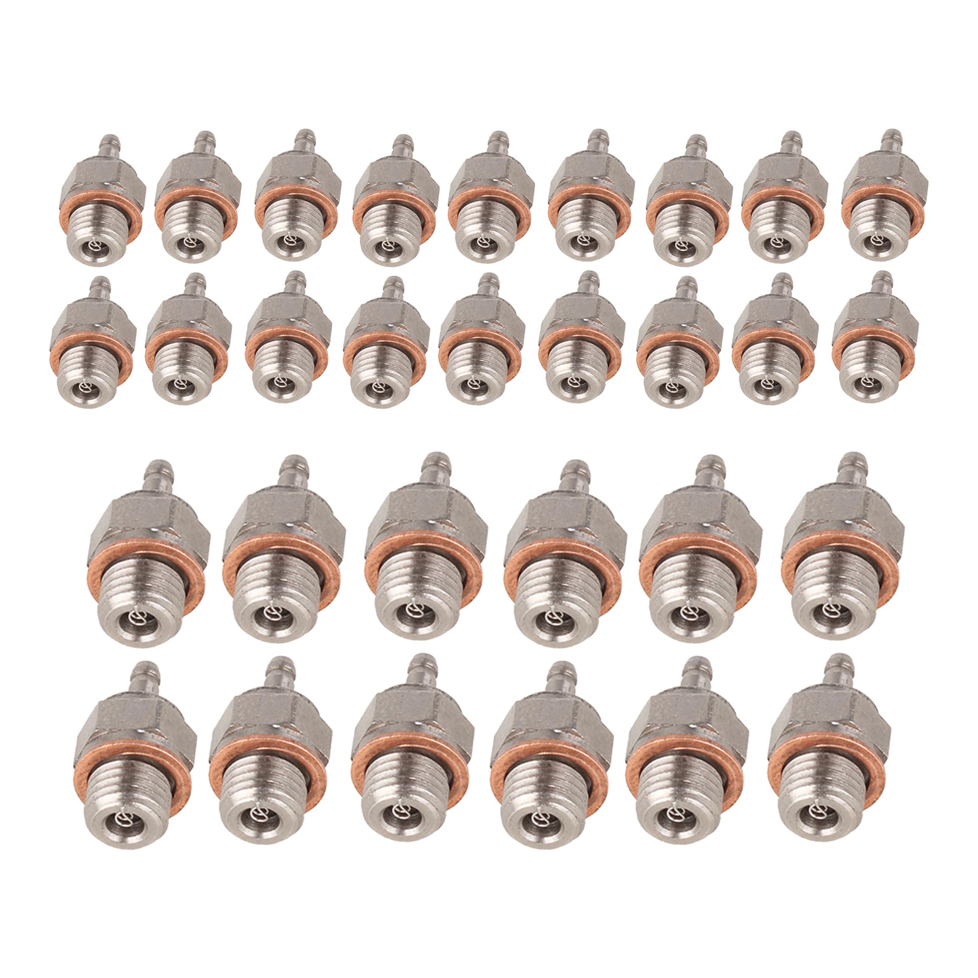 BQLZR RC1:8 1:10 Spark Glow Plug Replacement for HSP N3 Nitro Engine Silver Pack of 30