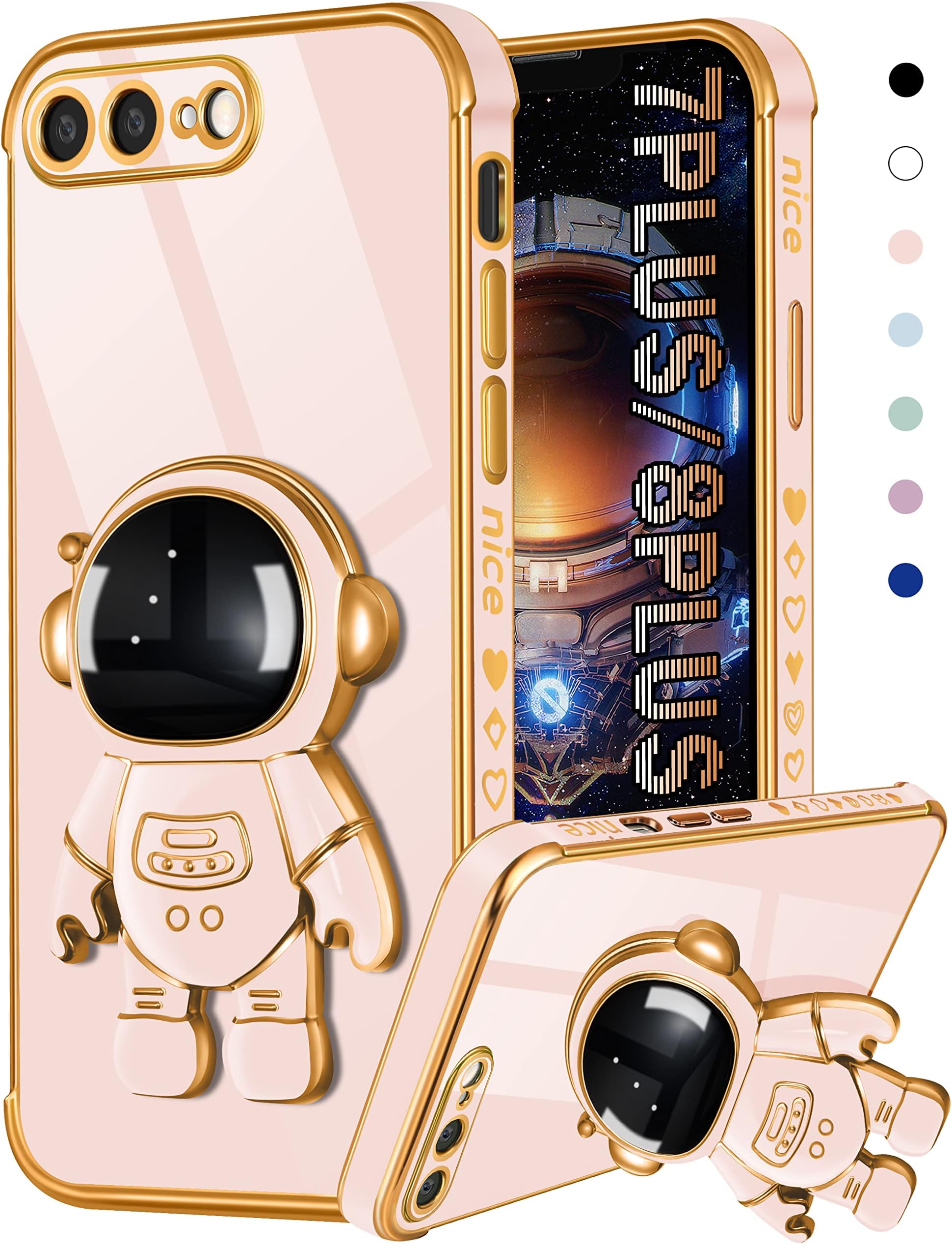 Coralogo for iPhone 7 Plus/iPhone 8 Plus Case Astronaut Cute for Women Girls Girly Unique Phone Cases with Astronaut Hidden Stand Kickstand 6D Design Cover for iPhone 7Plus/8Plus 5.5 inch