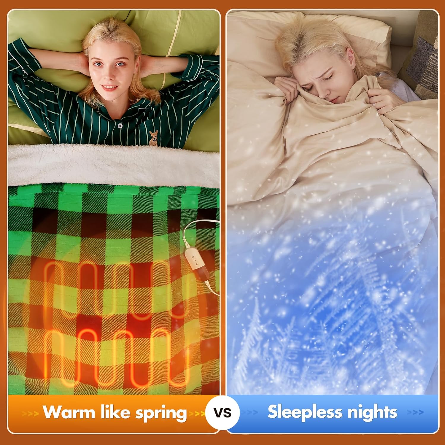 Electric Heated 62"x 84" Sherpa Buffalo Plaid Christmas Twin Blanket with 8 Heating Levels & 8 Hours Auto Off, Fast Heating Warm Washable Blanket with Over-Heat Protection, ETL Certification, Green - Image 4