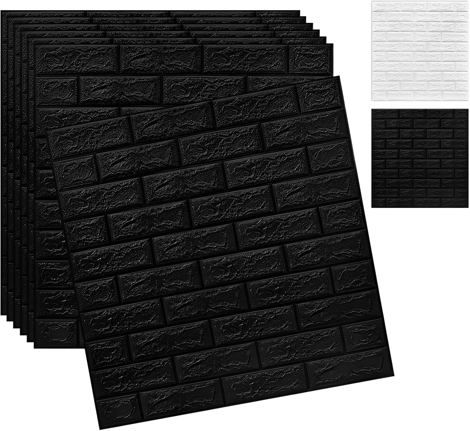 3D Brick Wall Panels 25Pcs 145 Sq.ft Peel and Stick Wallpaper, 30 x 28 Inch Self Adhesive Removable Waterproof PE Foam Faux for Living Room,Bedroom,Laundry,Kitchen,Fireplace,TV Wall Decoration (Black)