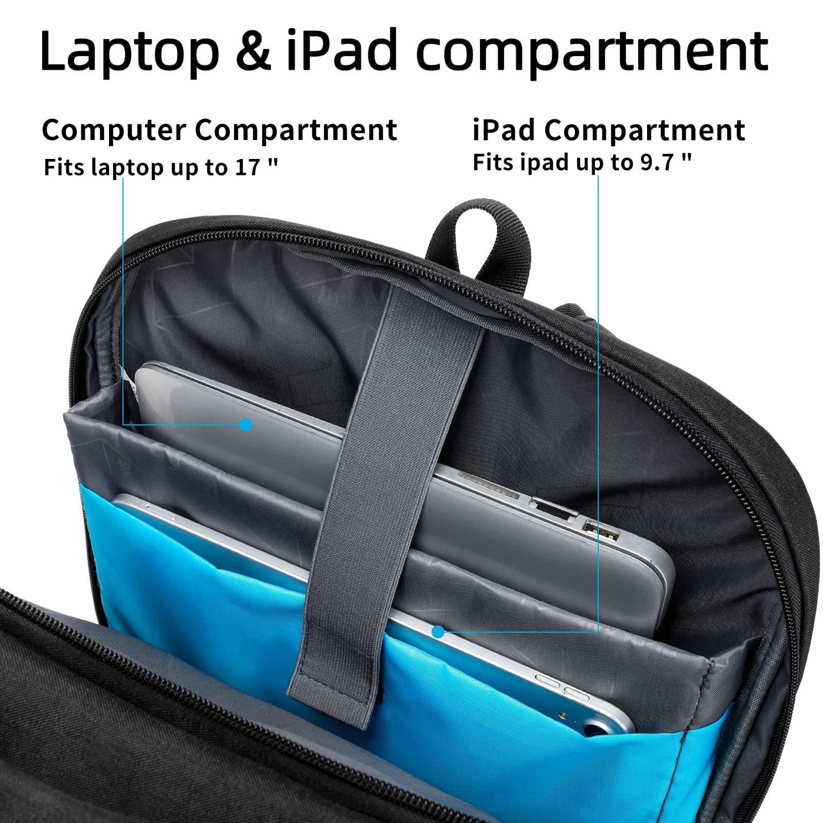 DUSLANG 17 Inch Laptop Backpack for Travel with Backpack Rain Cover College Backpack for Men Laptop Bag with USB Charging Port,Black