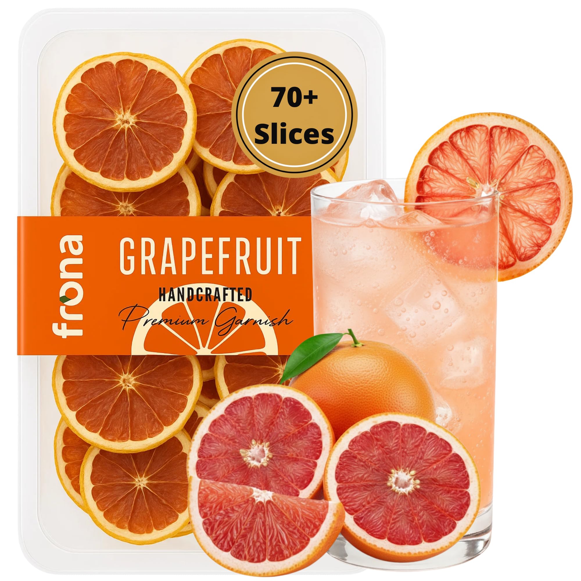 Frona Dried Grapefruit Slices – 350+ Slices, 100% Natural Citrus Cocktail Garnish, 1.25 kg Case, for Paloma, Negroni, Gin Cocktails, Cakes and Tarts, Premium Eco-Friendly Vegan Botanicals
