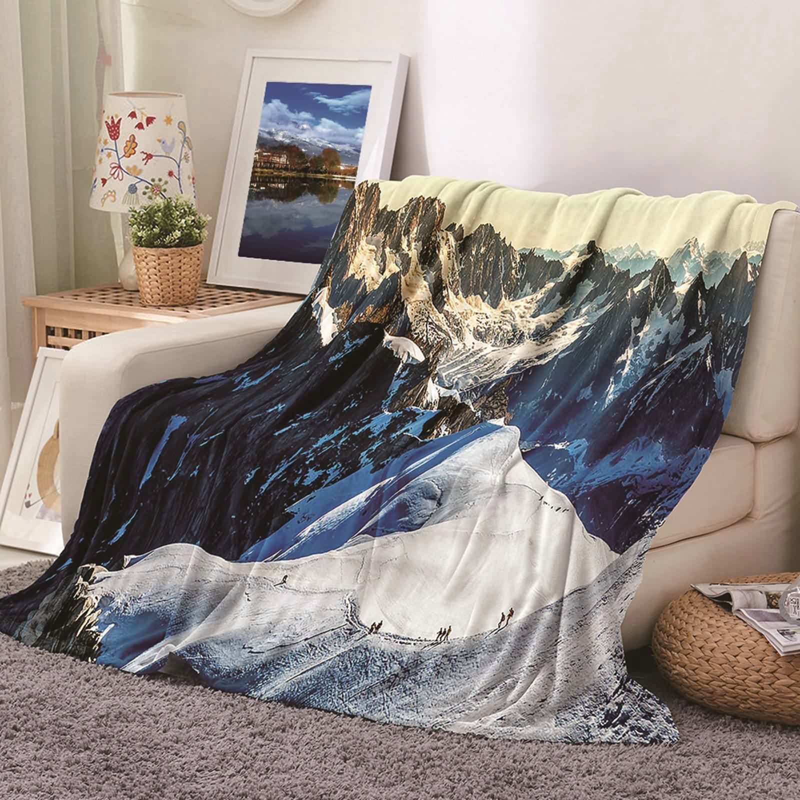Aeici Couverture Polaire, Couvertures Polaires en Flanelle Couverture 160x200 cm Montagnes et Rivières Couverture Canapé Hiver Cadeau pour Adultes et Enfants