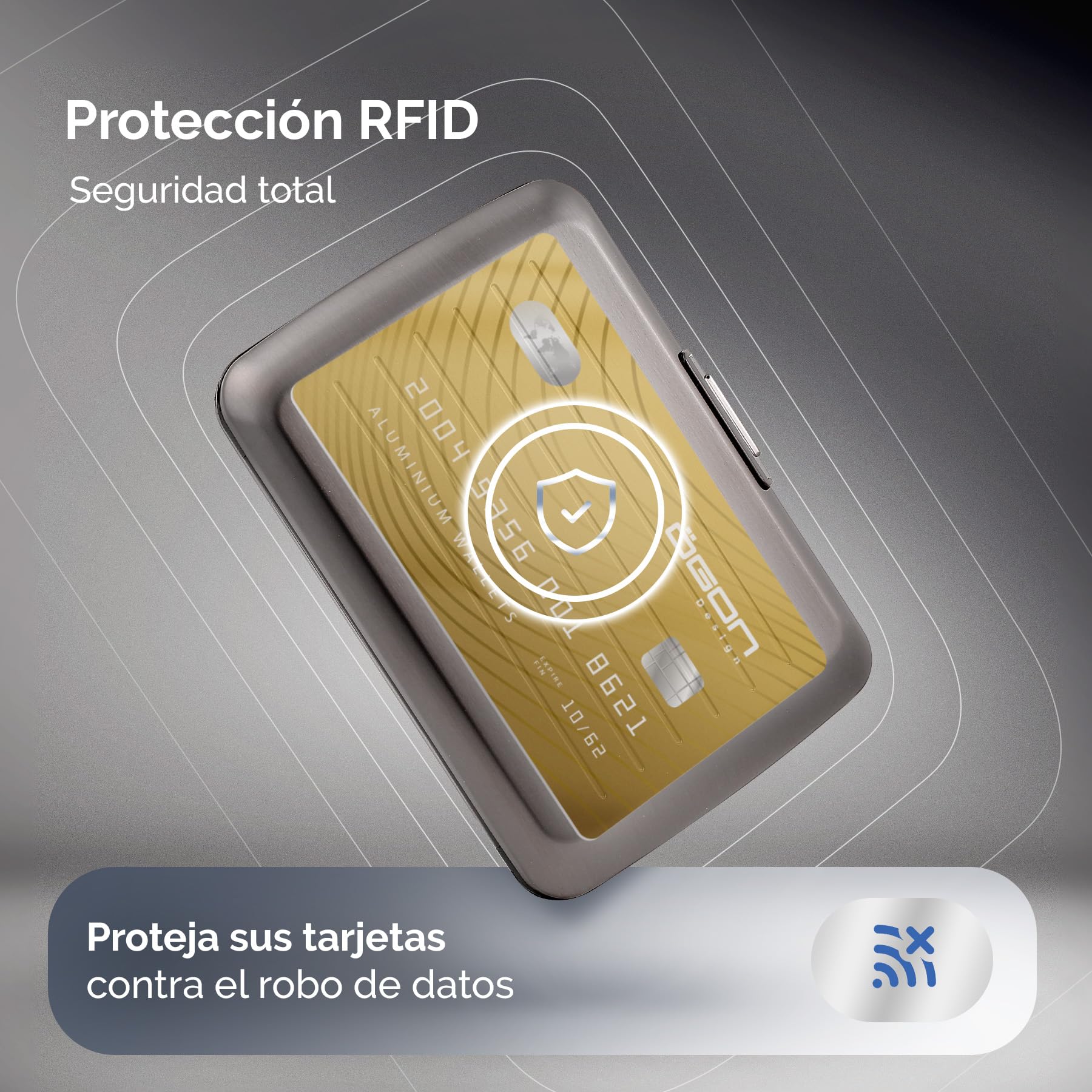 ÖGON -DESIGNS- Tarjetero de Aluminio con Cierre metálico, protección RFID contra el fraude y la desmagnetización, Cartera compacta, Modelo Smart Case Oslo