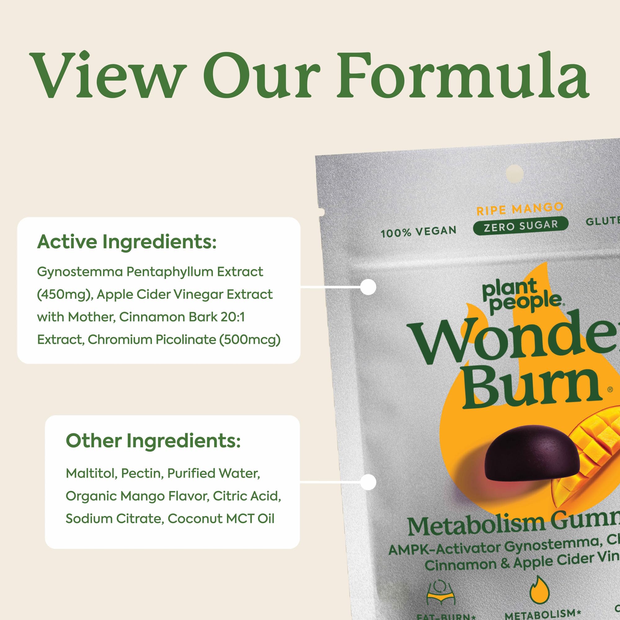 Plant People WonderBurn Metabolism Gummies, Ripe Mango Flavor (60 Count) — Amazon image 10