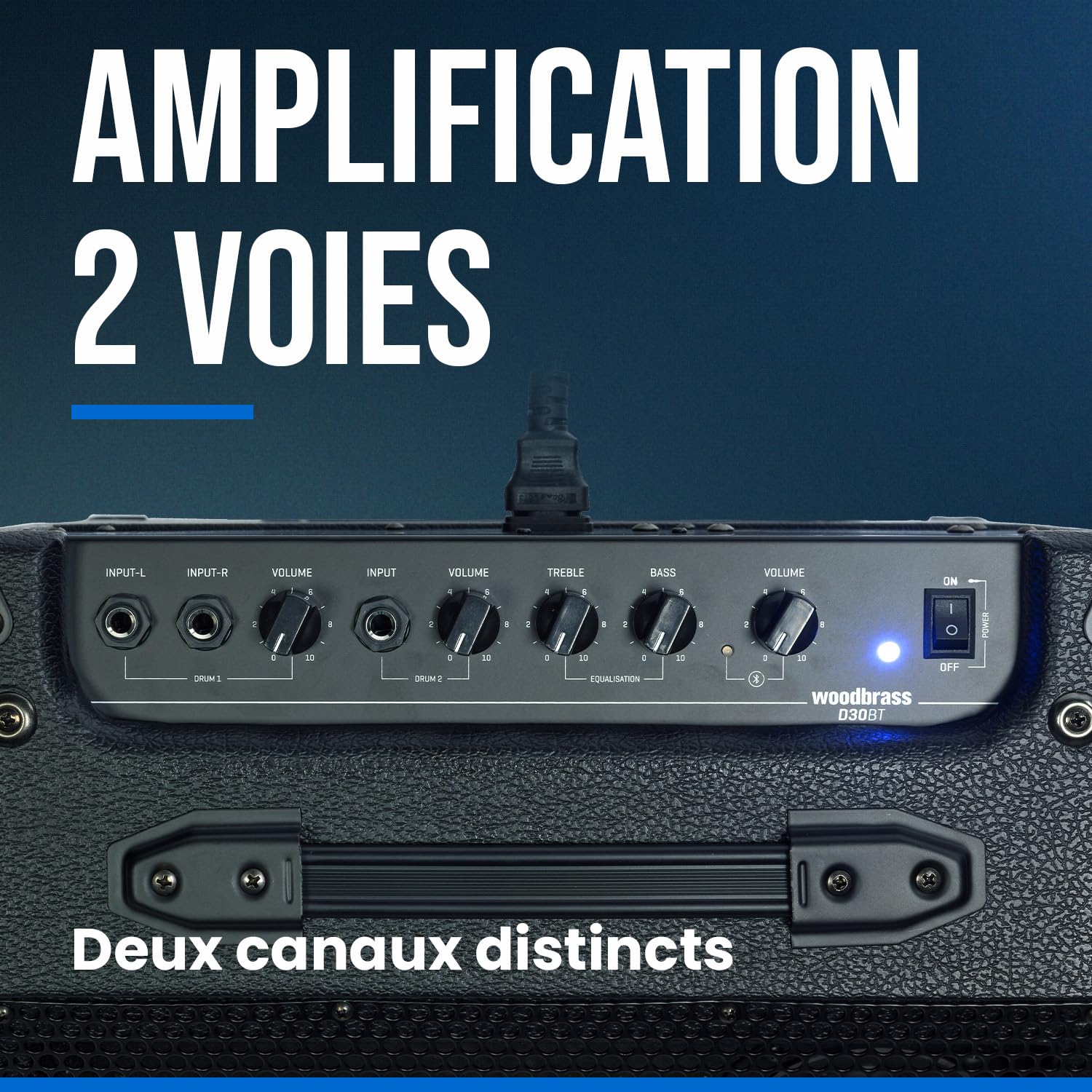 Woodbrass D30BT Amplificatore per Batteria Elettronico - Amplificatore Bluetooth 30W ideale per Batterista principiante, Amatoriale, Pro - Potente, Robusto, Pan inclinato: perfetto per giocare a casa