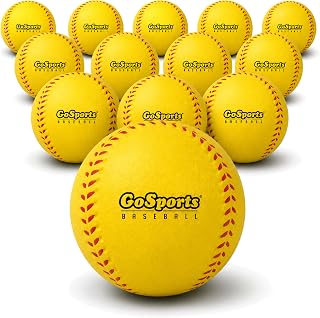 GoSports Foam Training Baseball 12 Pack - Regulation Size Foam Baseballs for Soft & Safe Throwing, Catching and Batting Practice