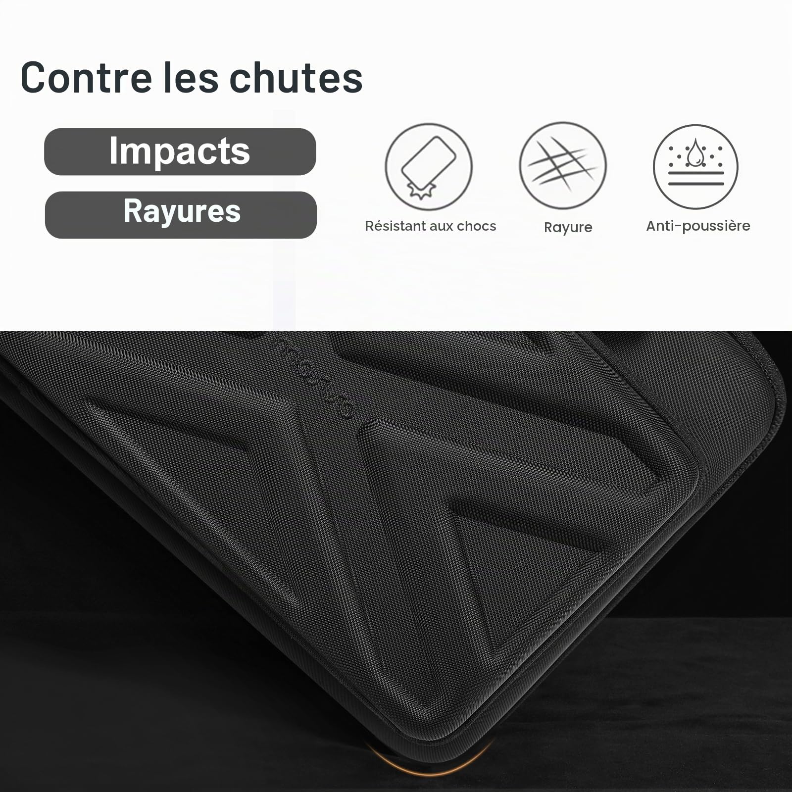MOSISO Housse 15,6-16 Pouces Ordinateur Portable,Antichoc Étanche Housse PC Portable 15 Pouces Compatible avec MacBook HP Dell,avec Poignée Robuste,Poche Avant & Bretelle,Noir