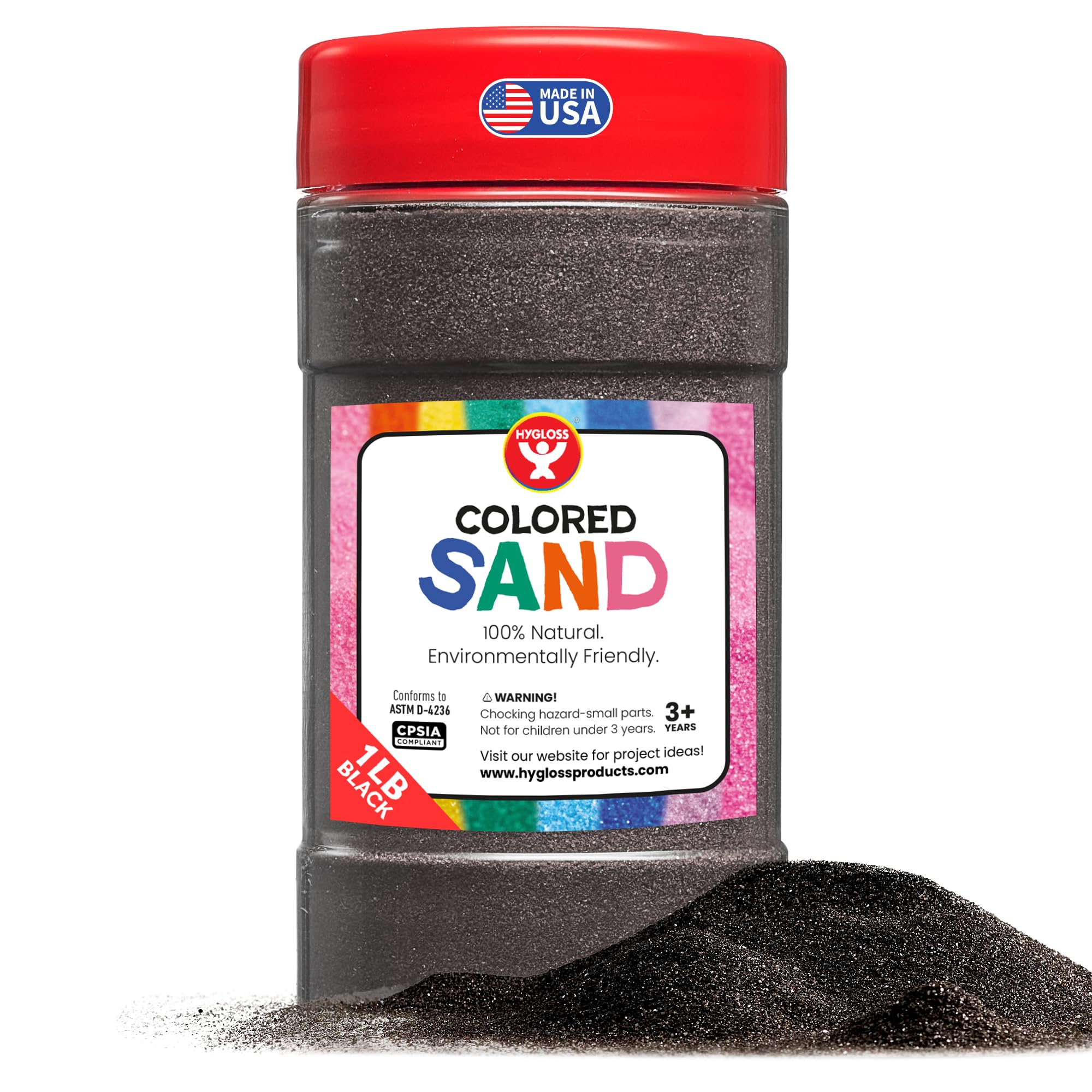 Hygloss Colored Sand for Crafts – 1 lb Bottle, Black – Vibrant Colorful Fine Sensory Play Sand Art Kits for Kids – Classroom Activities for Children 3 4 5 6 7 8 9 10 11 12 – Safe for Ages 3+
