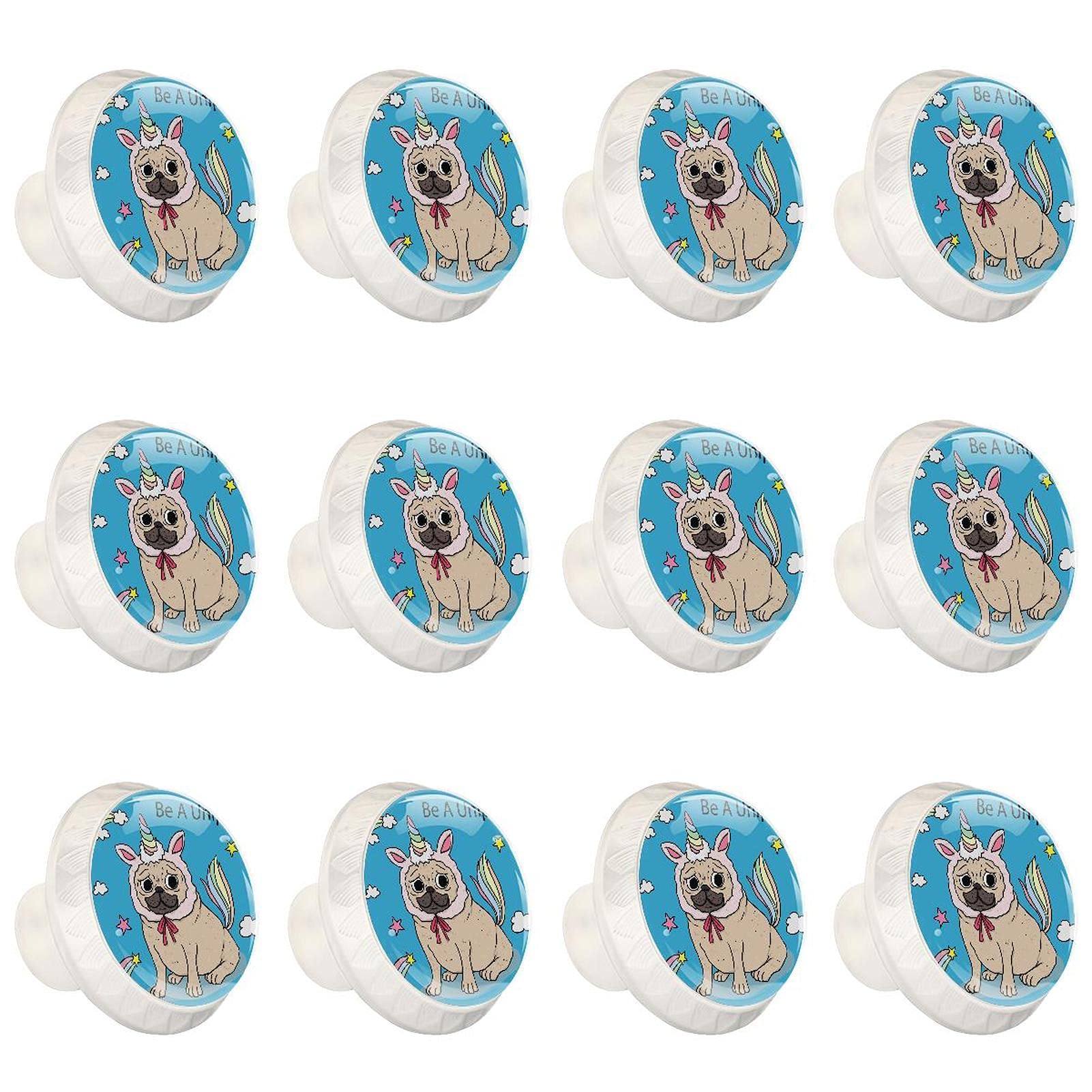 Boutons de placard de cuisine Carlin et Licorne, lot de 12 poignées de meuble rondes