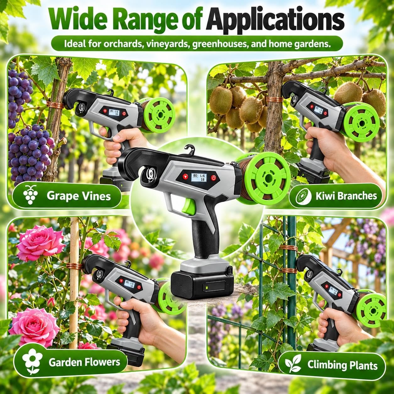 Herramienta For Atar Jardín Con Baterías, Capacidad De Atado De 25 Mm