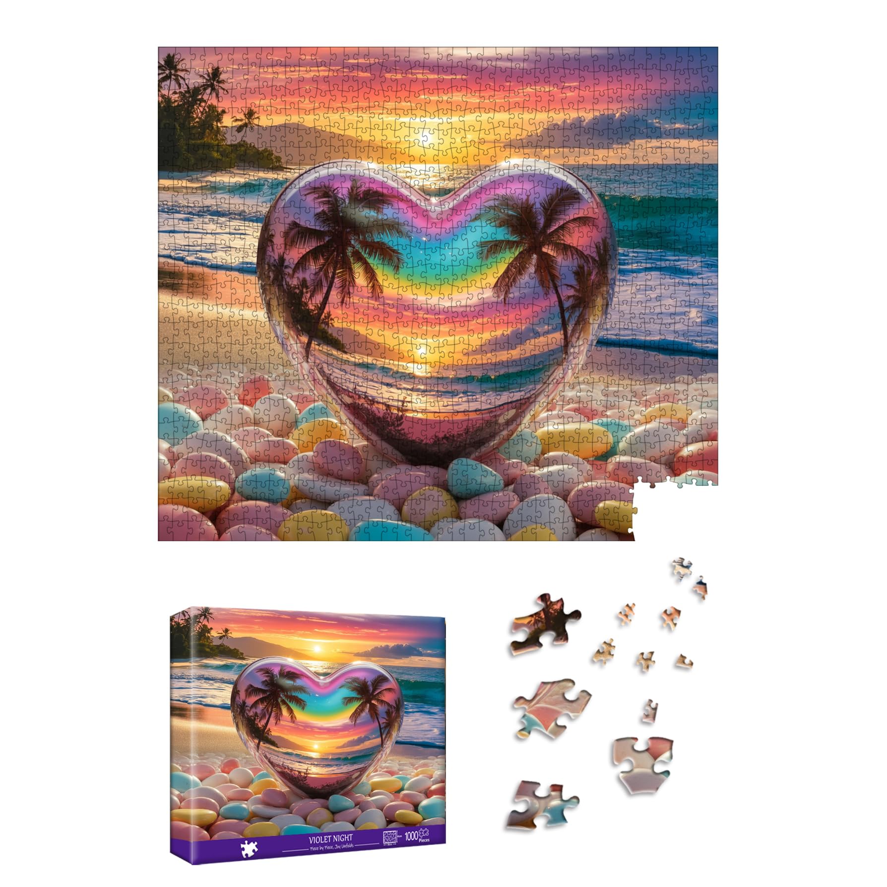 Pavemlo Special Shape Puzzles for Adults 1000 Pieces - LOVE AT SUNSET Jigsaw Puzzle Challenging Impossible Puzzle, Unique Home Decor & Game (21.6x19.2Inch/55x49cm) for Puzzle Lovers