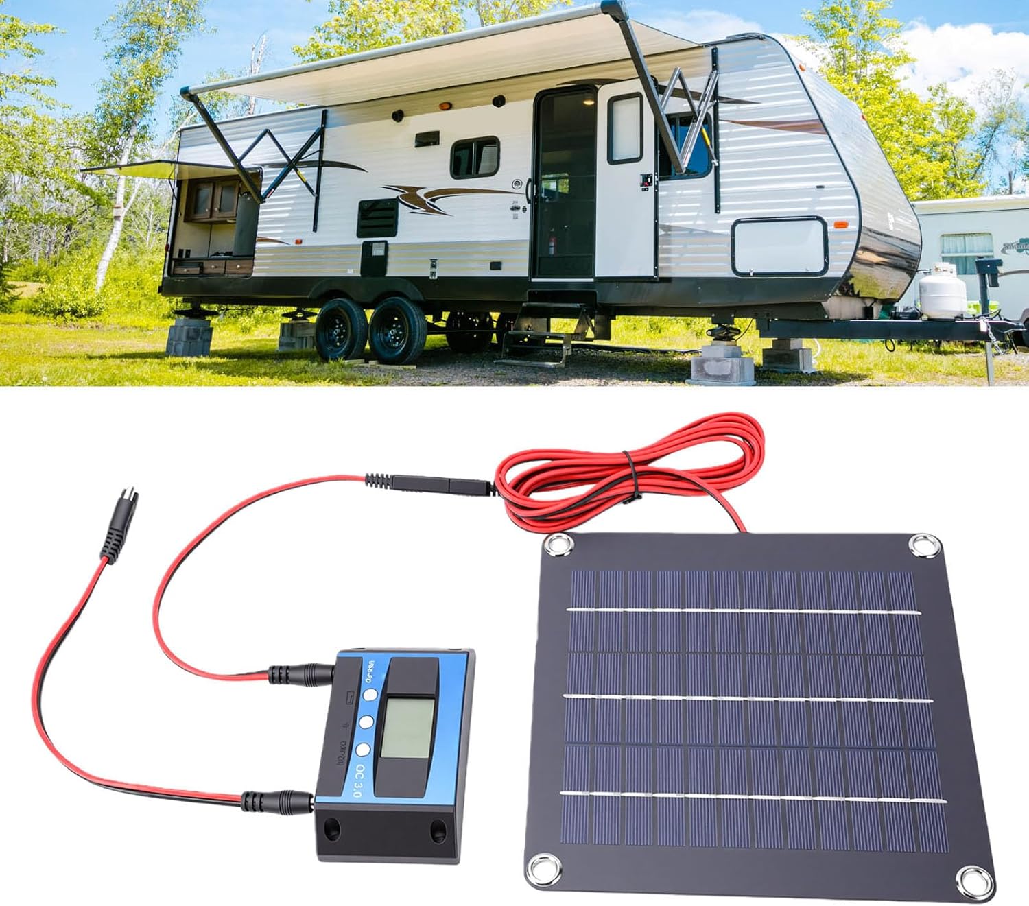 VBESTLIFE Solar Battery Charger, 20W, Solar Panel Kit with Smart MPPT Controller, for Car RV Boat Marine Trailer Automotive Trailer Truck Motorcycle
