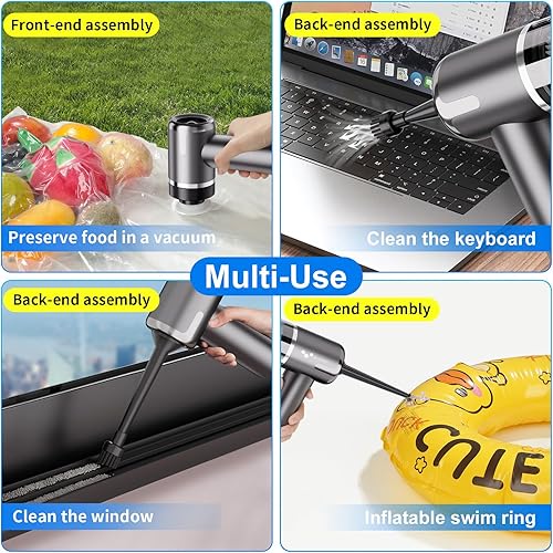 Miniatura 4 de helloleiboo Mini aspiradora 9000 PA, aspiradora de mano inalámbrica 3 en 1, aspiradora portátil para automóvil, aspiradora de mano recargable,