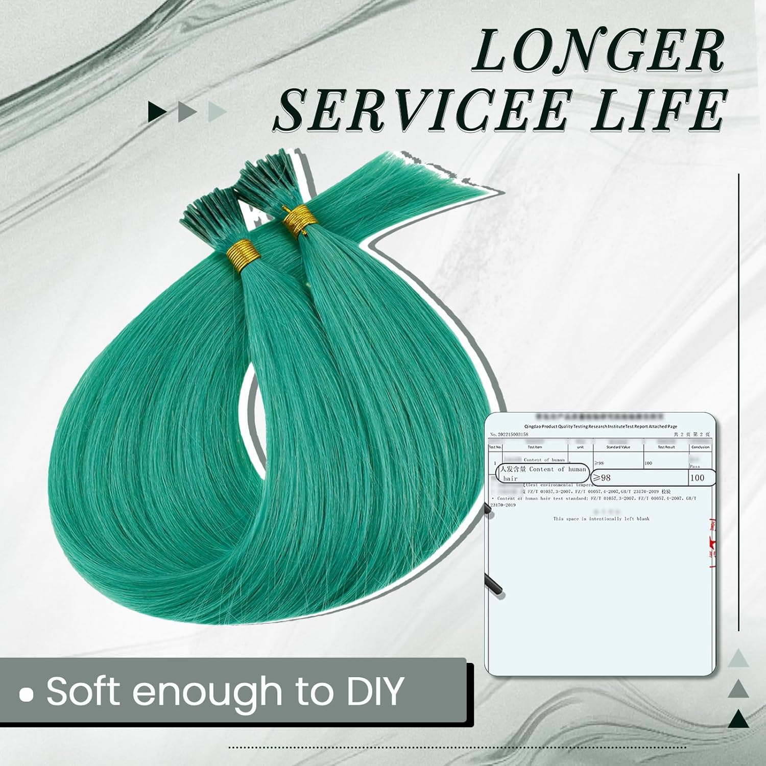 RUNATURE Teal Hair Extensions 14 Inch I Tip Hair Extensions Real Human Hair Teal Green Human Hair Extensions for Highlight Colorful Party Invisible Cold Fusion I Tip Extensions 20g 25s