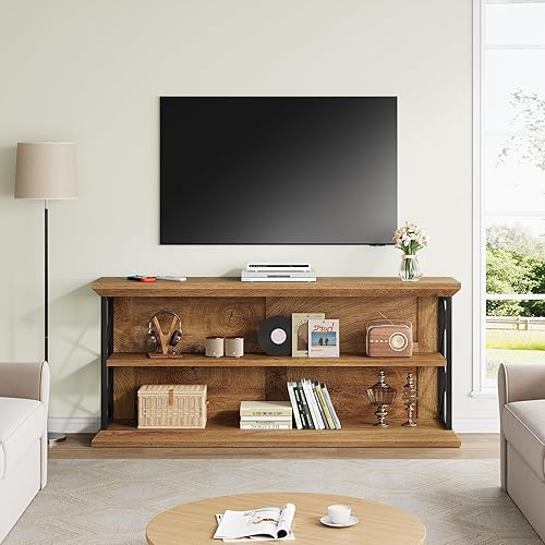 Miniatura 2 de Mesas consola de 63 pulgadas de largo para entrada con almacenamiento de 3 niveles, mesa de sofá de madera detrás del sofá para sala de estar,