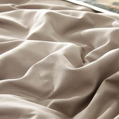 Miniatura 7 de Cottonight - Juego de edredón de 3 piezas, unicolor, moderno, suave, unisex, transpirable, tamaño King, color beige caqui claro, avena o café crema