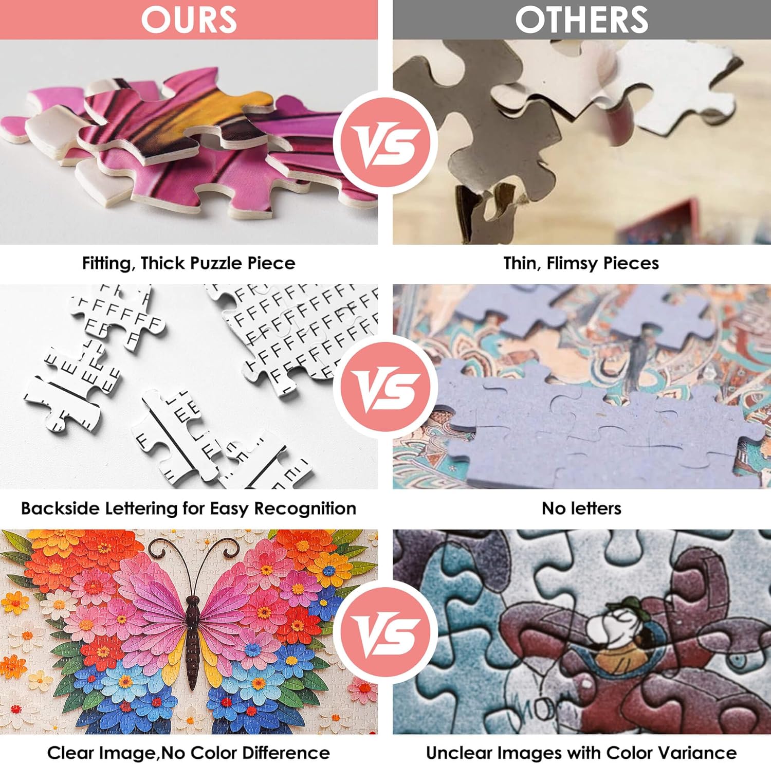 Butterfly Puzzles for Adults 1000 Pieces, Funny Puzzle, Colorful Flower Animal Jigsaw Puzzles, Organizor Box, Thick & Sturdy, Home Decor, Challenging Family Puzzle, Gifts Puzzle Lovers(27.5x19.6 in)