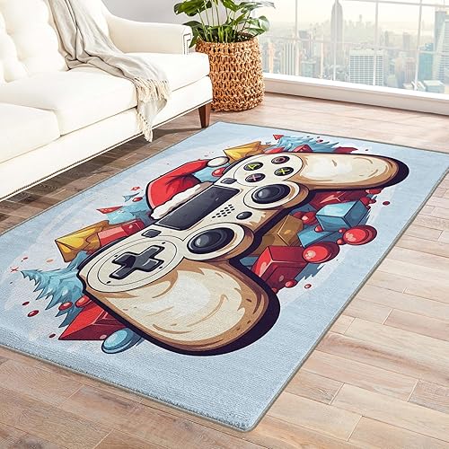 Alfombra de jugador y decoración del hogar  Alfombra de 6 x 8 pies  Alfombras temáticas navideñas para sala de estar y dormitorio, alfombra de