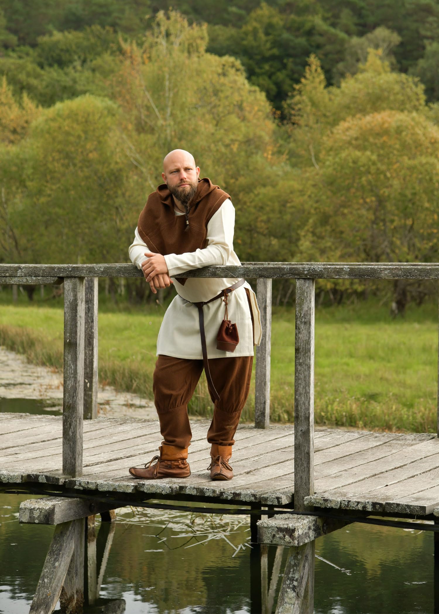 Battle-Merchant Wikinger Tunika Bjane aus Wolle, Herren | Langarm, schlichtes Mittelalter Hemd, für Reenactment, LARP & Fantasy Cosplay