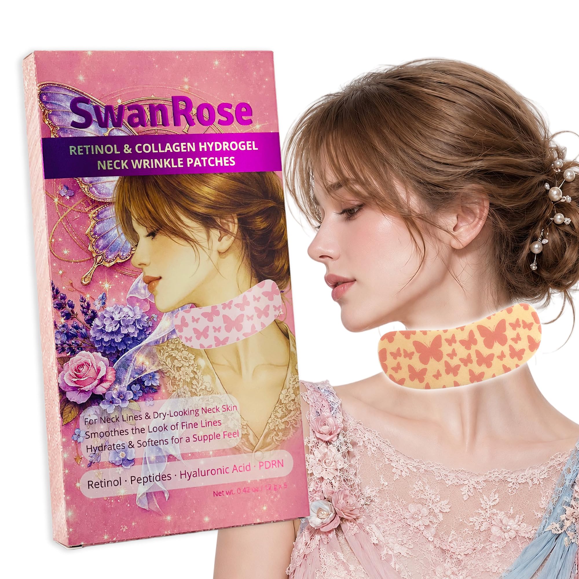 SwanRose Parches de retinol para las arrugas del cuello, máscara de