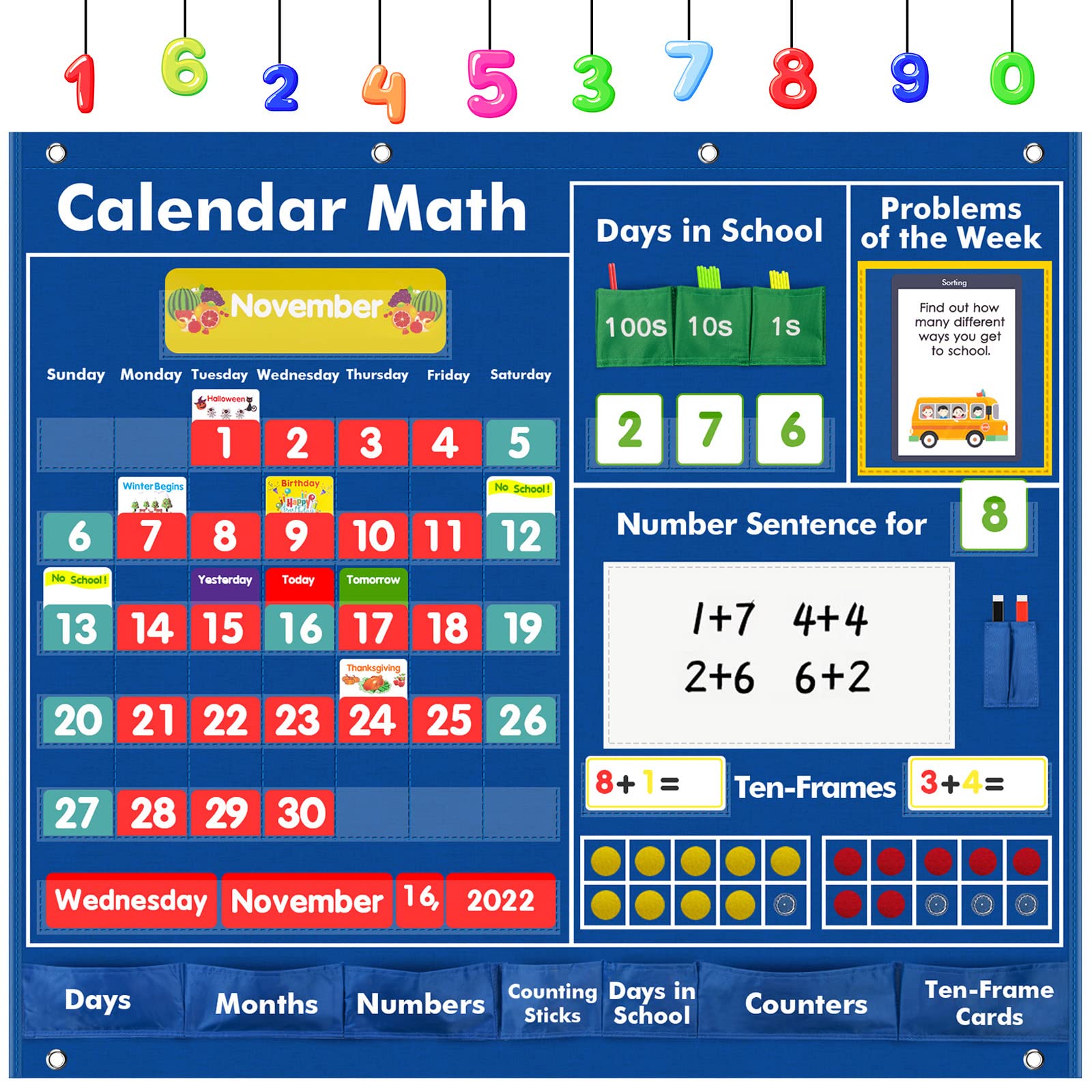 Buy KINGTLE Math For Classroom Educational Pocket Chart Include All