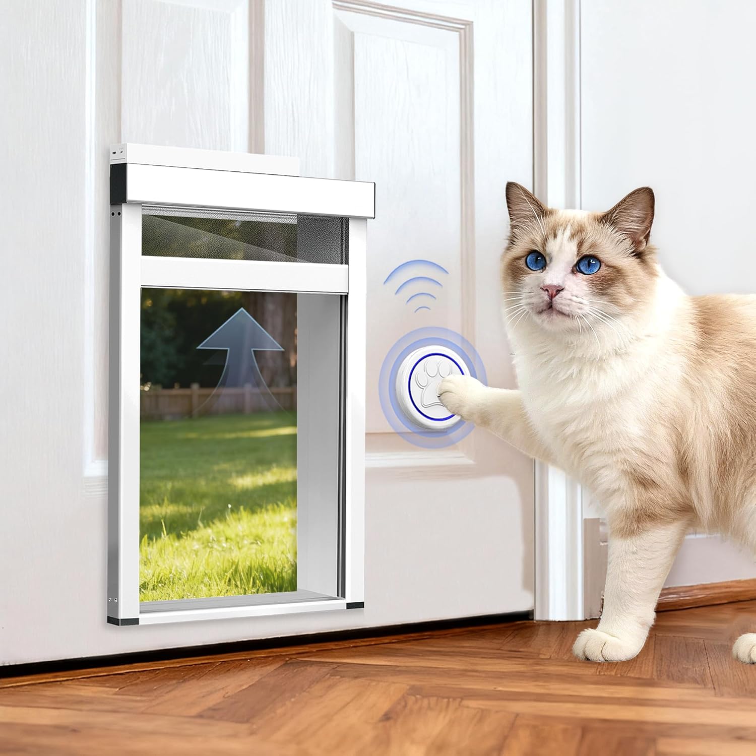 Automatic Cat Door Interior Door,Telescopic Tunnel Pet Lifting Door for Exterior Wall, Aluminum Frame Cat Magnetic Flap Door,4 Modes Locking Cat Door(Pets Up to 22 Lb) Small