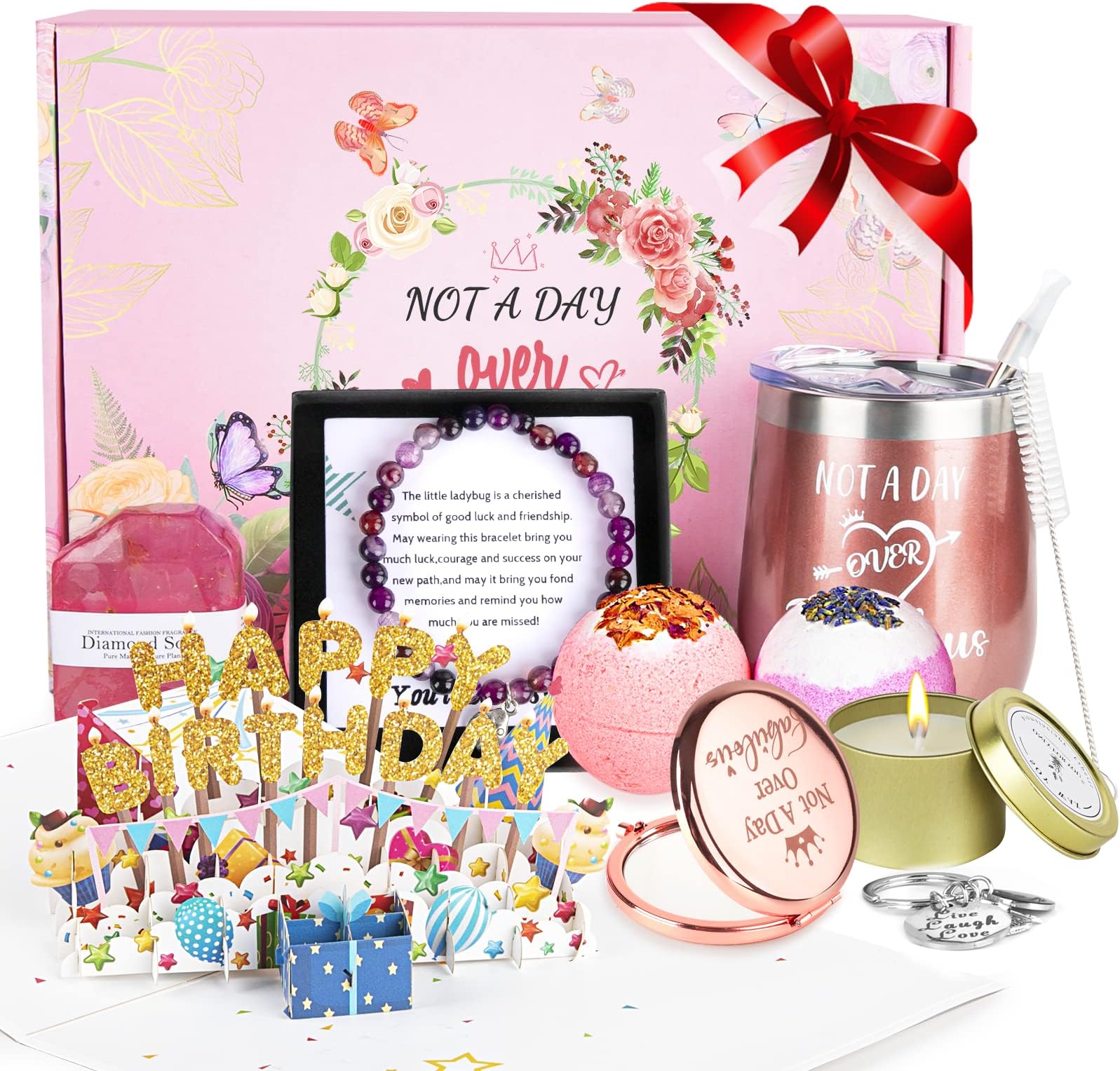 Birthday Gifts for Women, Happy Birthday Spa Gift Baskets for Her, Relaxing Bath Gifts Set for Mom, Wife, Sister, Friends, Unique Gifts for Women Who Have Everything