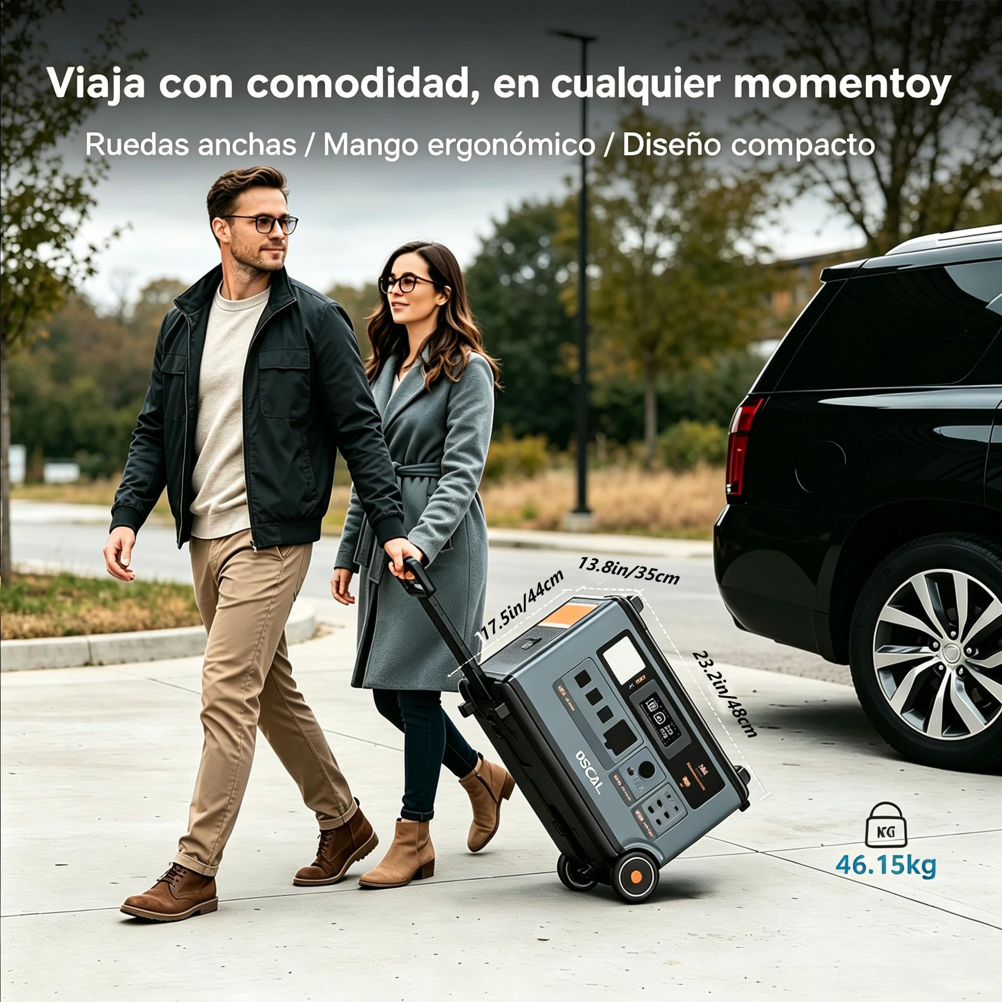 Estación de Energía Portátil PowerMax 6000, 3600Wh/7200Wh Batería LiFePO4, Generador Solar 6000W (9000W Pico), Carga Rápida 0-80% en 90 Min, para Camping, Autocaravana y Corte de Luz (3600Wh+400W)