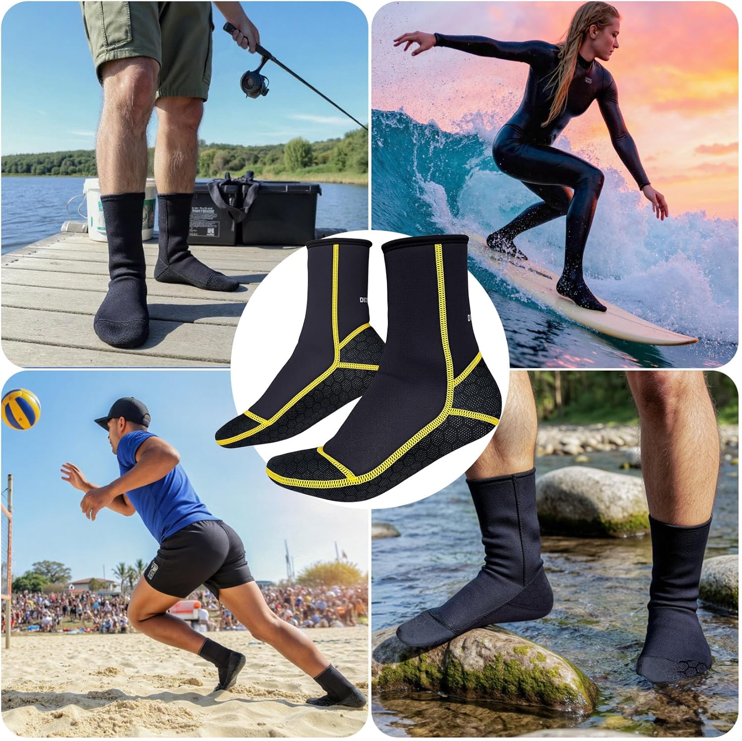 3mm Neoprene Water Socks, Anti-Slip Wetsuit Booties for Sand Proof Beach Volleyball, Scuba Diving Surfing Kayaking - Image 6