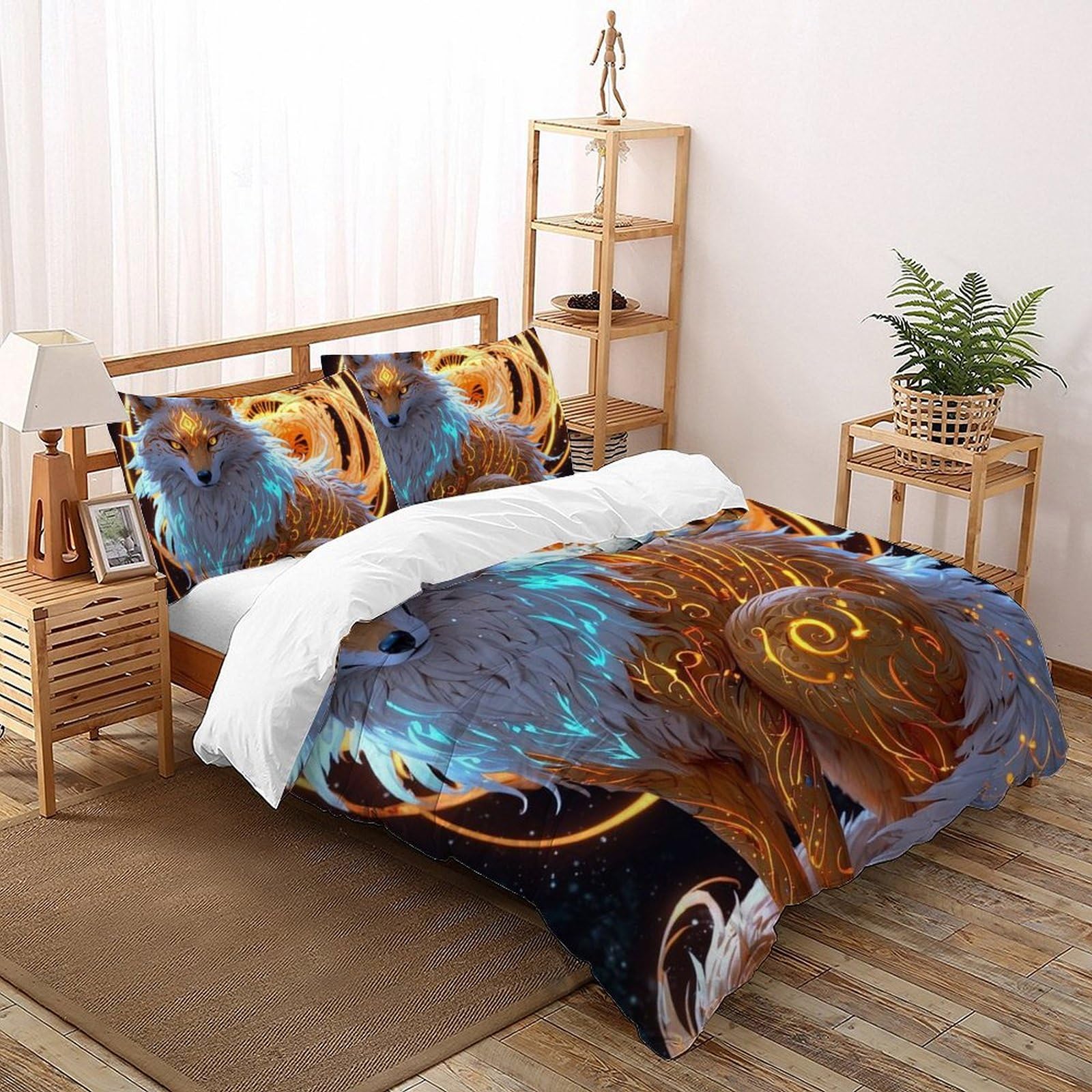 Housse de couette Le Renard éblouissant lit 2 personnes 260x220cm coton