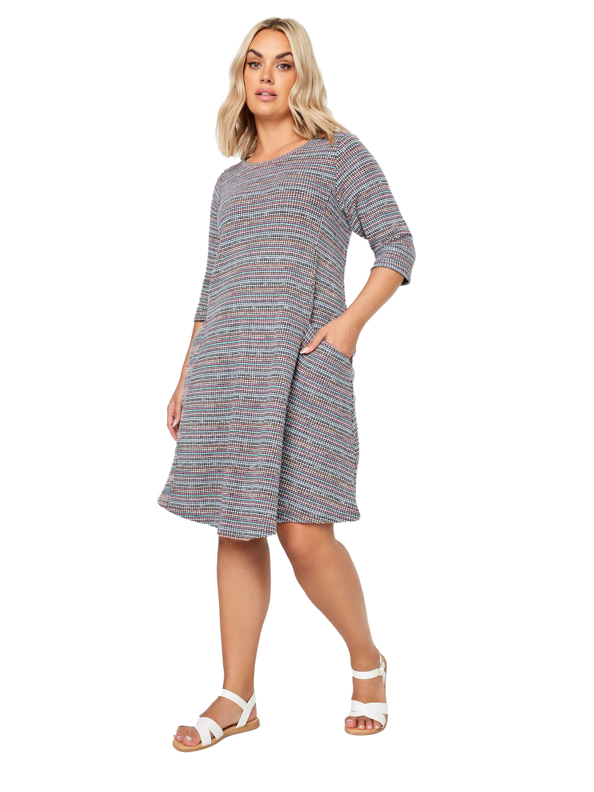 Yours Women's Grey Soft Touch Pocket Dress In | Size: 22/24
