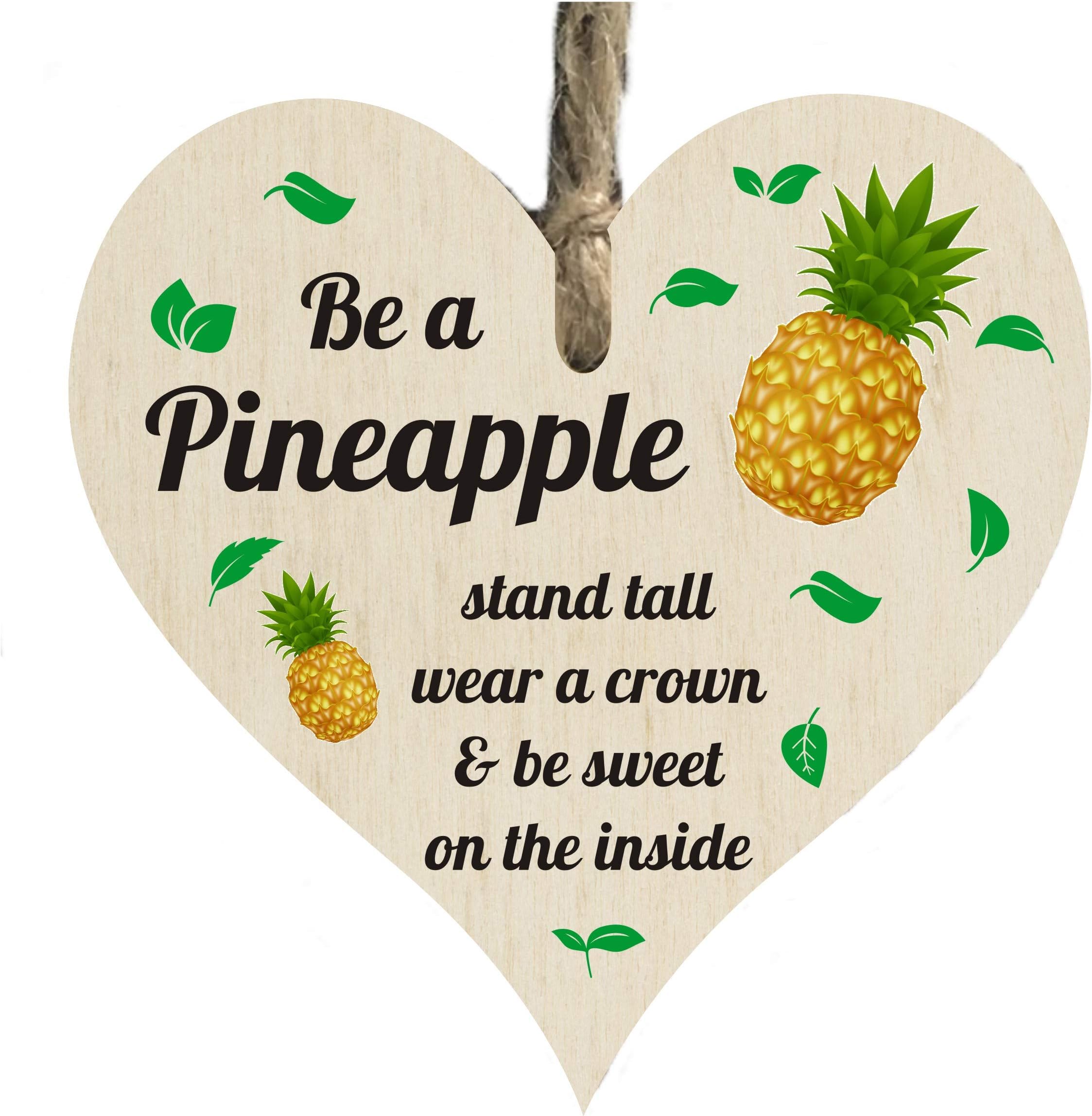 the sticker studio ltd Be a Pineapple Stand Tall Quote Wooden Heart Shape Plaque Gift Sign htc131