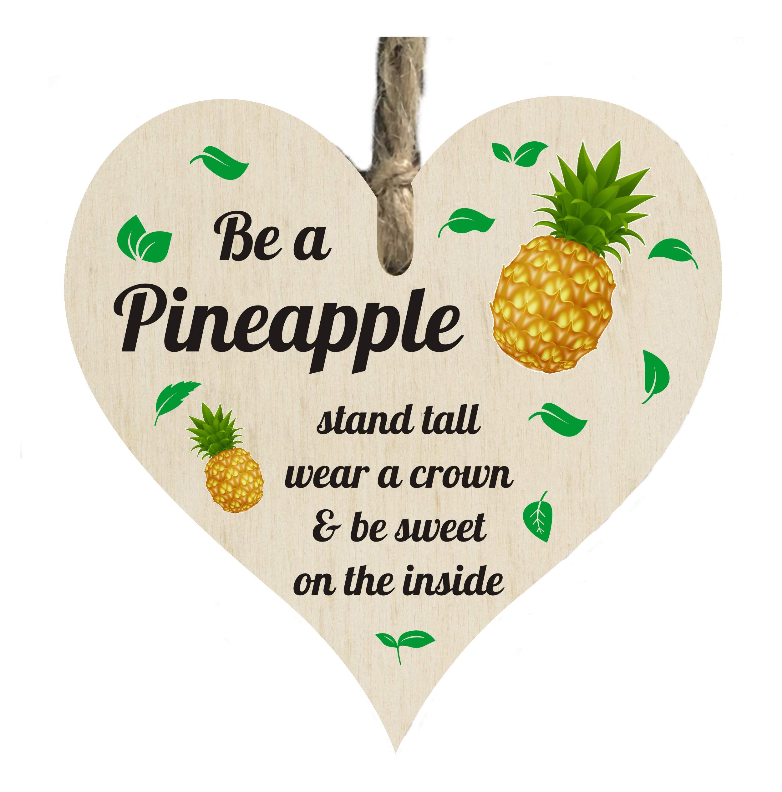 the sticker studio ltd Be a Pineapple Stand Tall Quote Wooden Heart Shape Plaque Gift Sign htc131