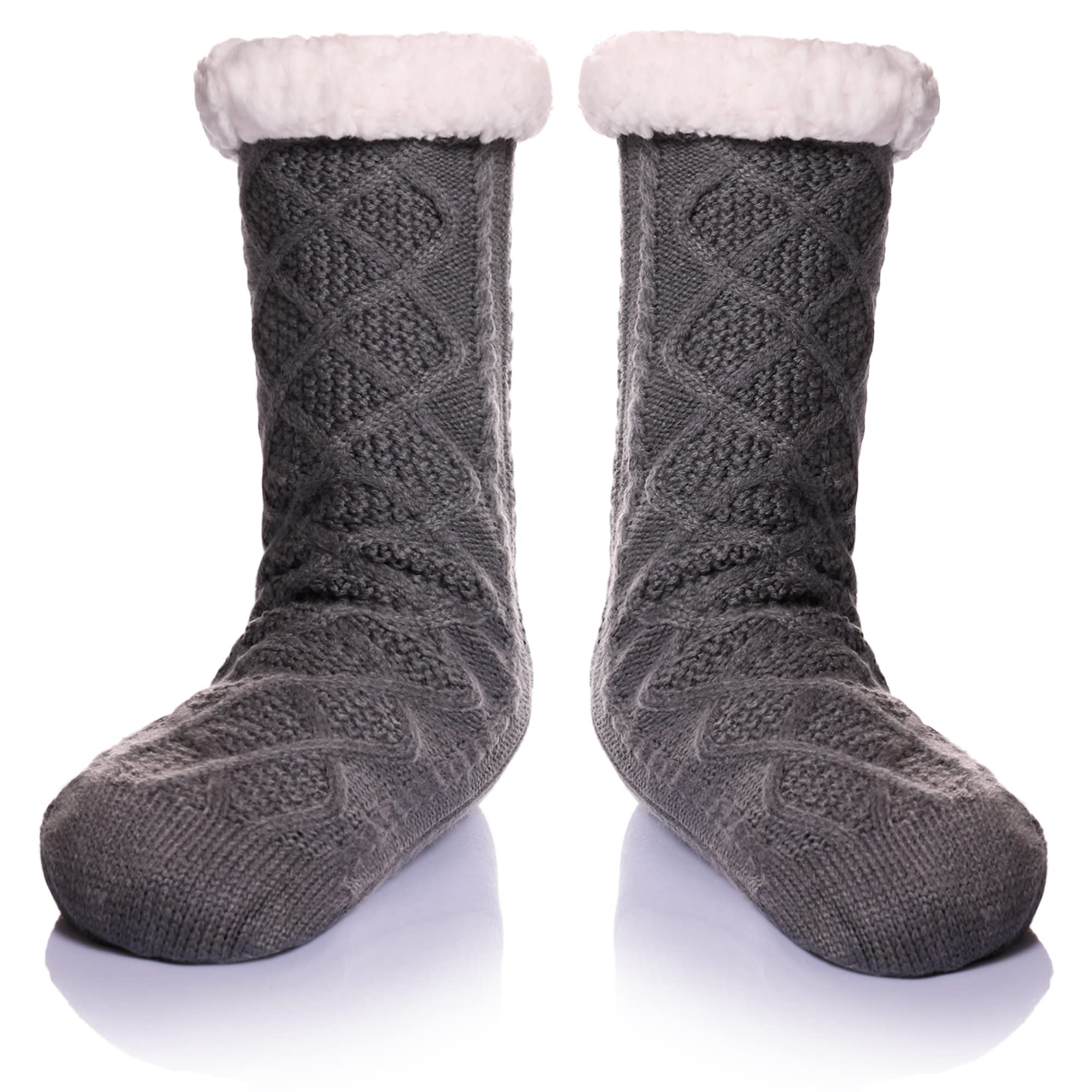 wevias Men's Fleece Lined Cozy Extra Thick Slipper Socks Winter Non-Slip Fuzzy Home Socks Christmas Gift Stockings-picture-40