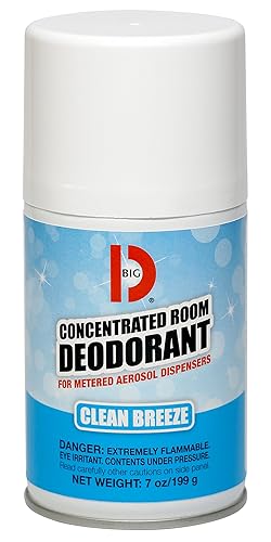 Big D 478 Desodorante concentrado para dispensadores de aerosol medidor, fragancia Clean Breeze, 7 onzas (paquete de 12) Ambientador ideal para